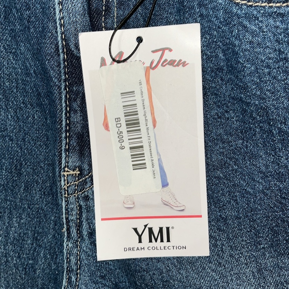 NWT YMI high rise hybrid distressed denim mom jeans dream collection Size 9 - Picture 5 of 10